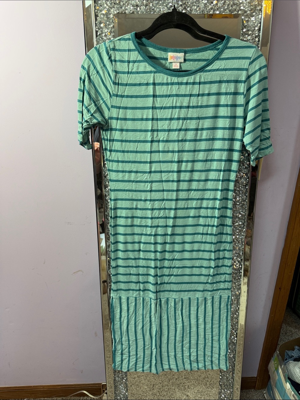 LuLaRoe Teal and Aqua Striped Top